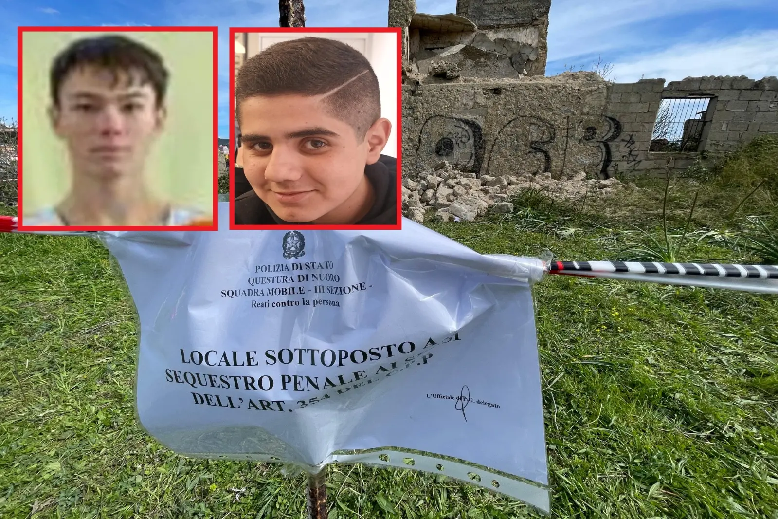 Il casolare diroccato e le due giovanissime vittime della tragedia