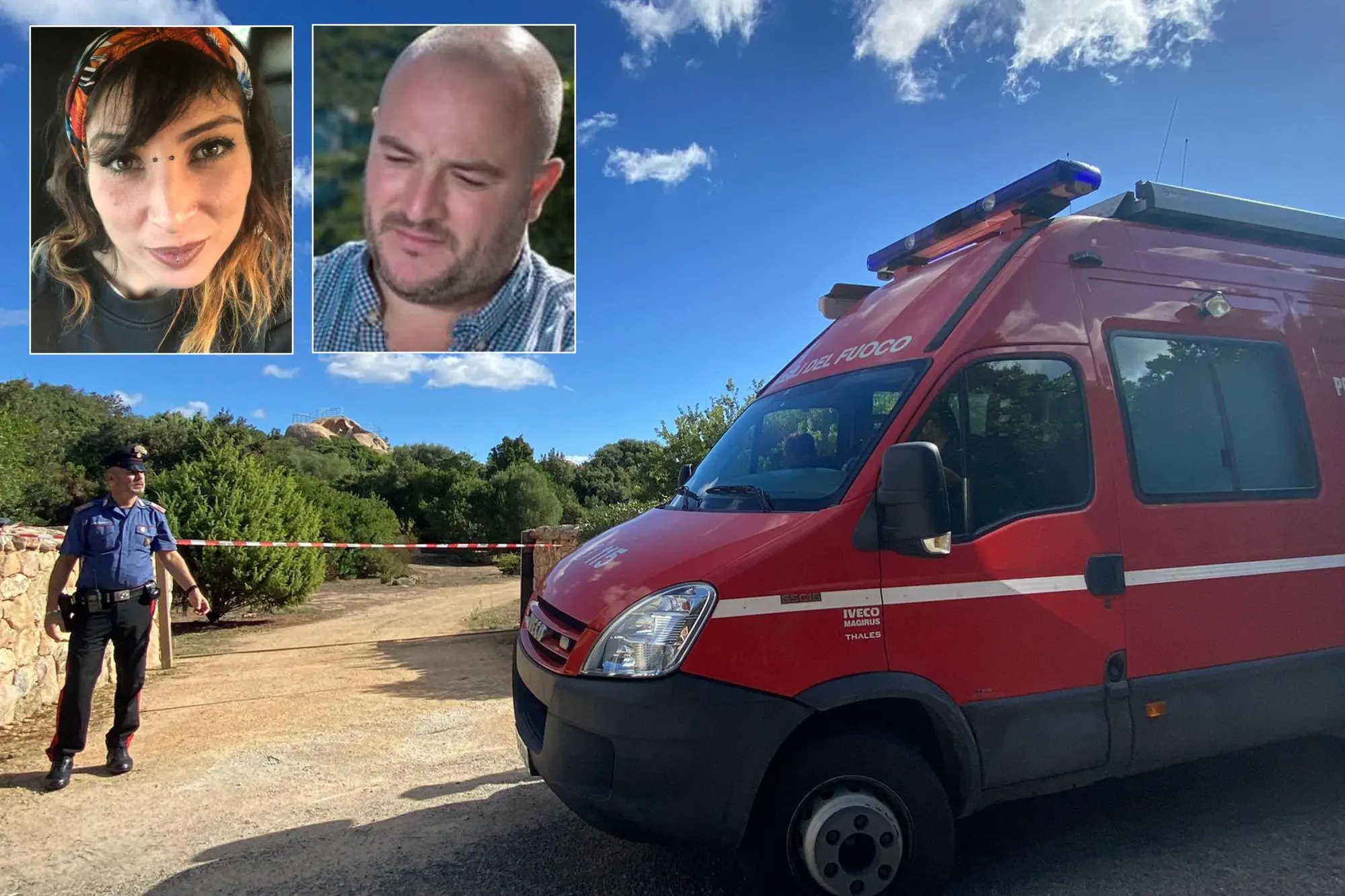 Nella combo, Cinzia Pinna, la donna di 33 anni di Castelsardo di cui non si hanno notizie dalla sera dell'11 settembre scorso; Emanuele Ragnedda, l'imprenditore del vino 41enne di Arzachena, fermato per omicidio; e i carabinieri Ris nella tenuta dell'indagato, 24 settembre 2025 ANSA/Antonella Brianda - Courtesy of famiglia Pinna - Instagram/Emanuele Ragnedda +++ ATTENZIONE: L'ANSA NON POSSIEDE I DIRITTI DI QUESTA FOTO CHE NON PUO' ESSERE PUBBLICATA SENZA L'AUTORIZZAZIONE DELLA FONTE DI ORIGINE CUI SI RINVIA +++ NPK +++
