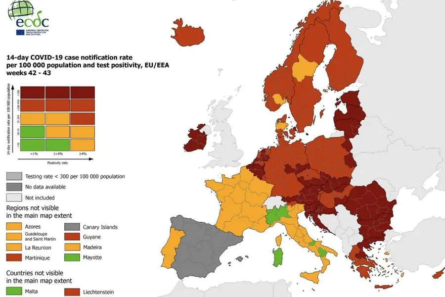 La nuova mappa Ecdc