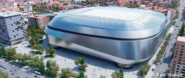 Il nuovo stadio Santiago Bernabeu la cui ristrutturazione terminerà alla fine dell'estate (foto Real Madrid FC)