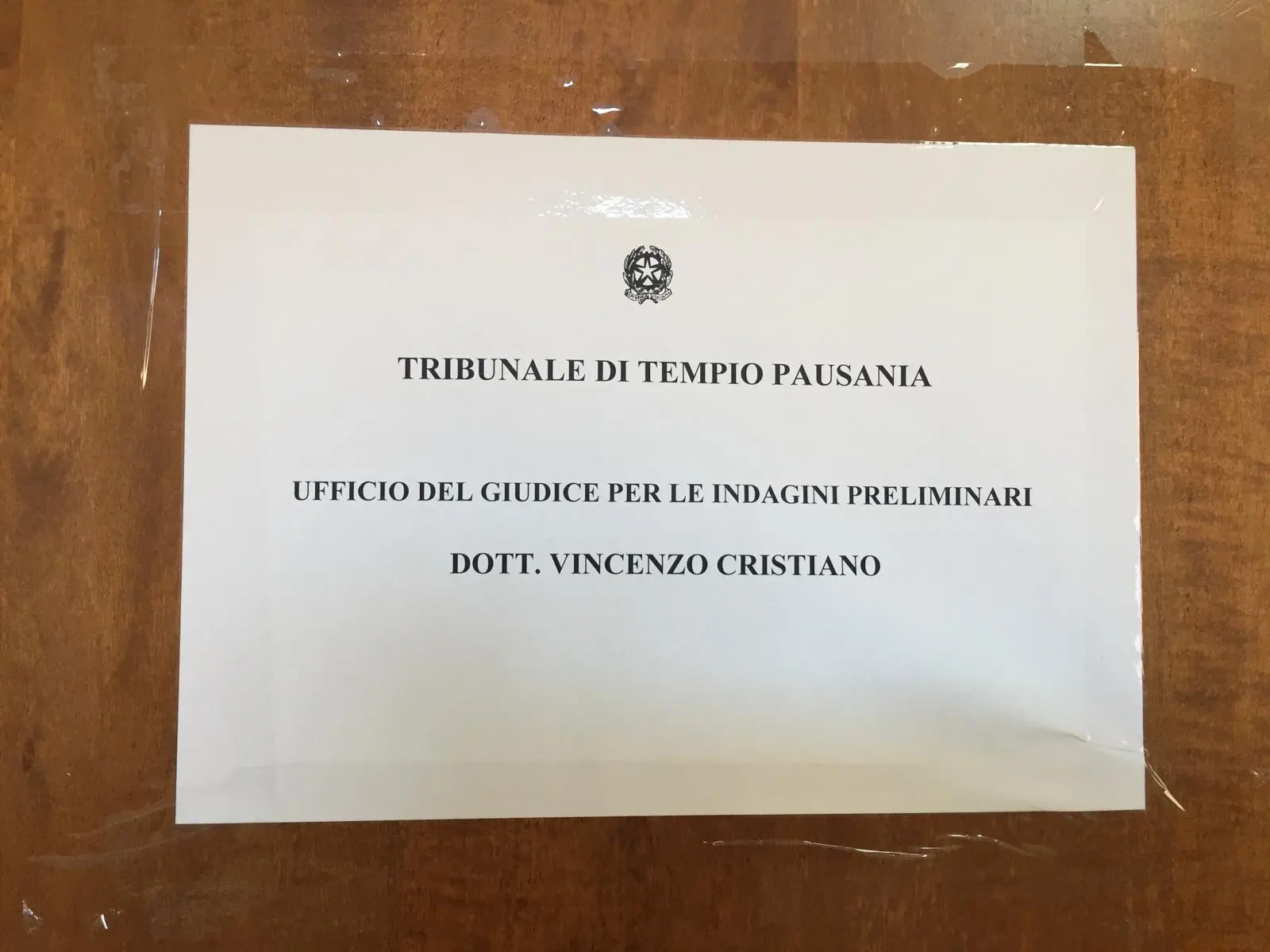 L'ex ufficio di Vincenzo Cristiano in Tribunale a Tempio (foto Busia)