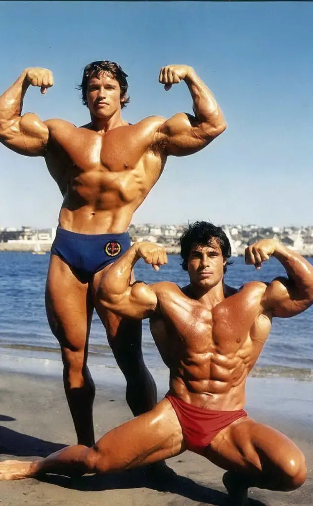 Pose da culturisti per Schwarzenegger e Columbu