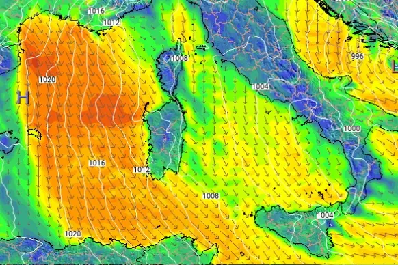 In arrivo vento forte sulla Sardegna