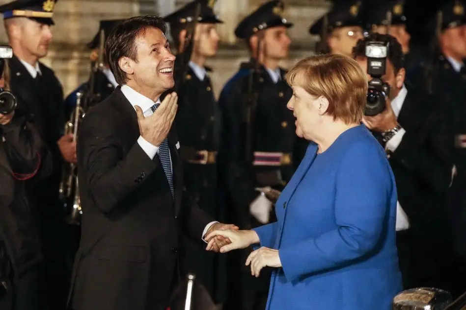 Giuseppe Conte e Angela Merkel a Roma (Ansa)