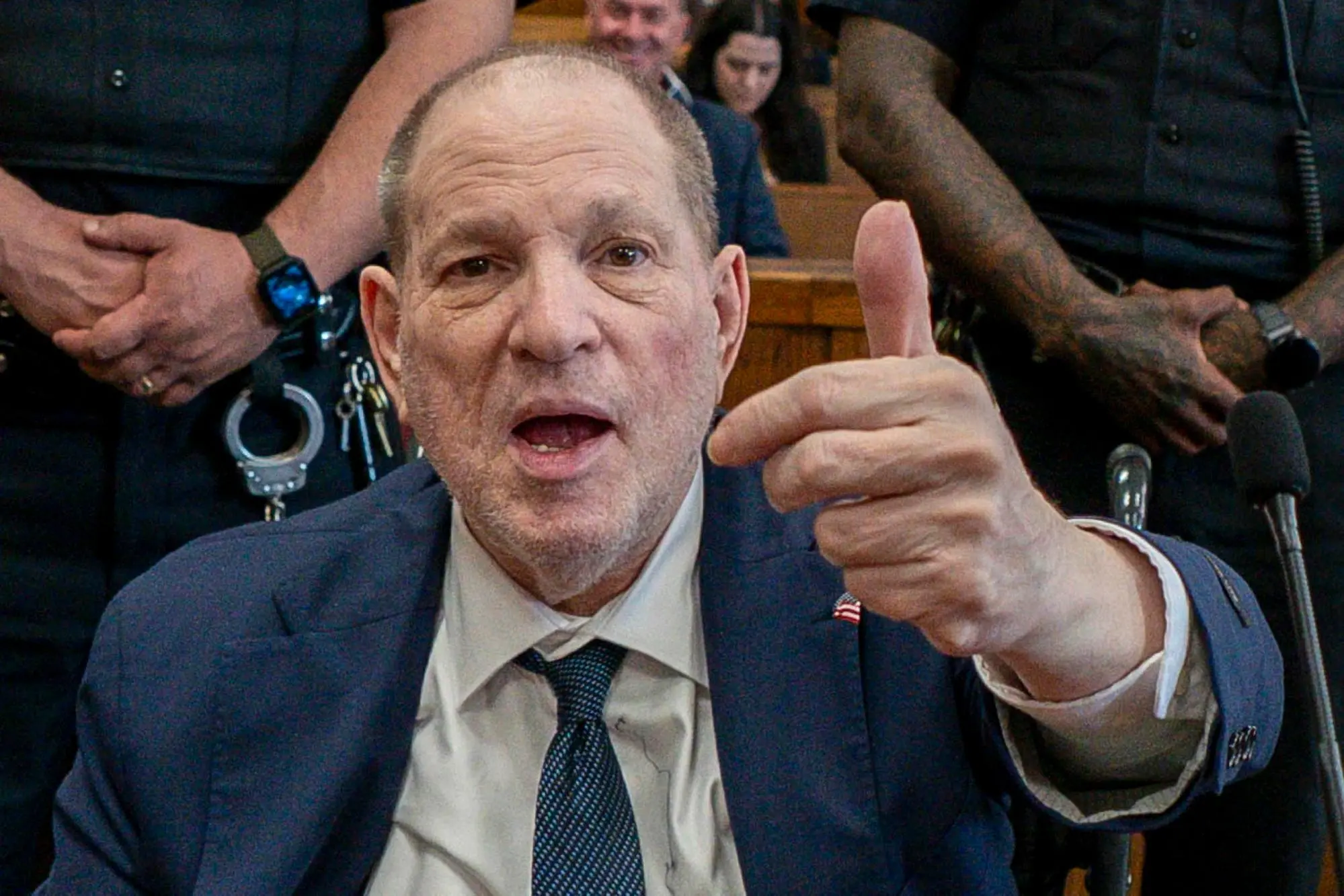 epa12170057 Former film producer Harvey Weinstein appears in the courtroom as a jury continues to deliberate the evidence in the case against him, in which he is facing two counts of criminal sexual act in the first degree and one count of third-degree rape, at Manhattan Criminal Court in New York, New York, USA, 11 June 2025. Weinstein was convicted of first-degree criminal sexual act and third-degree rape in 2020 and sentenced to 23 years in prison, but the conviction was overturned on appeal in April 2024 and Weinstein is now being retried on the charges. EPA/STEVEN HIRSCH / POOL