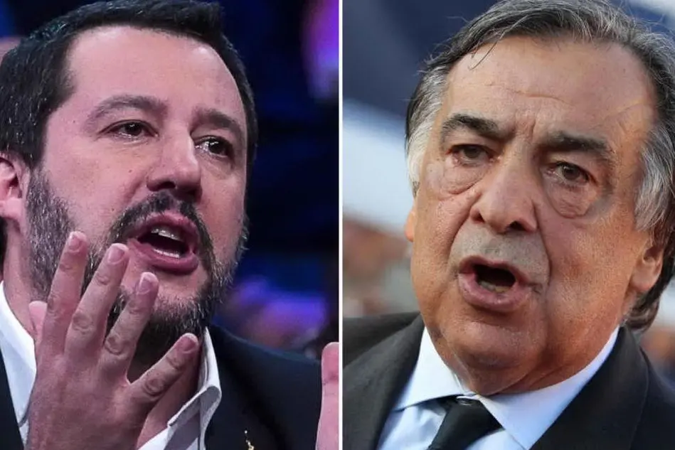 Salvini e Leoluca orlando, uno dei sindaci ribelli (Ansa)