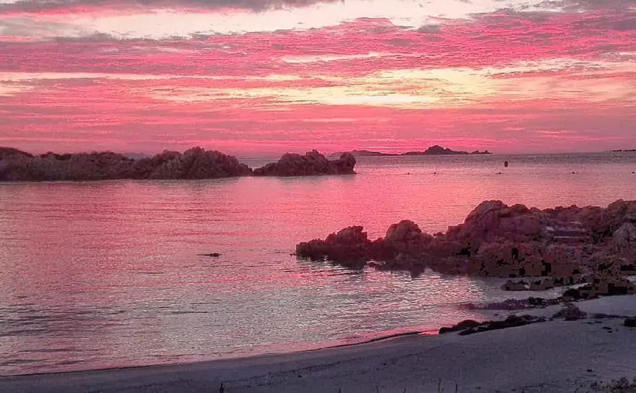 L'isola di Budelli all'alba (foto Instagram)