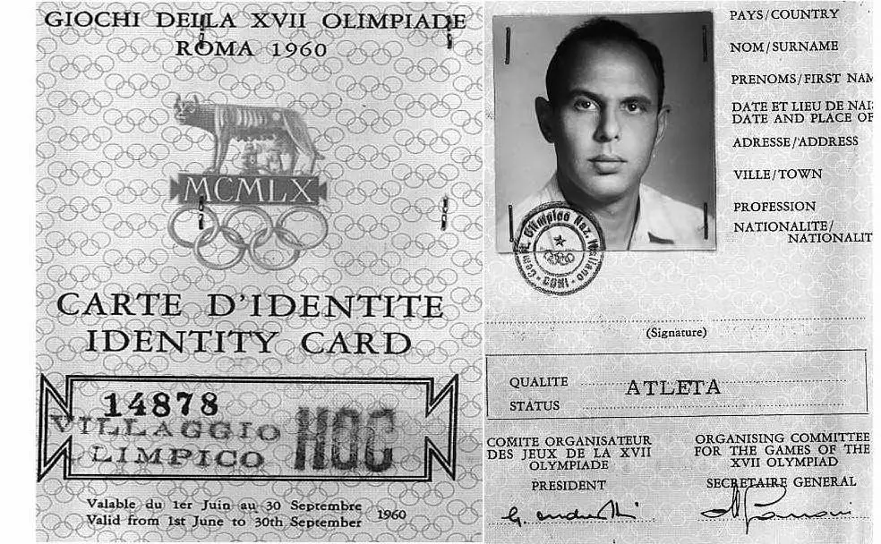 Il documento di accredito di Giampaolo Medda alle Olimpiadi di Roma del 1960