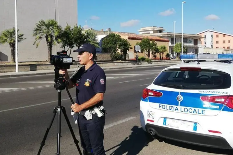 Il telelaser a Sassari (foto Polizia locale)