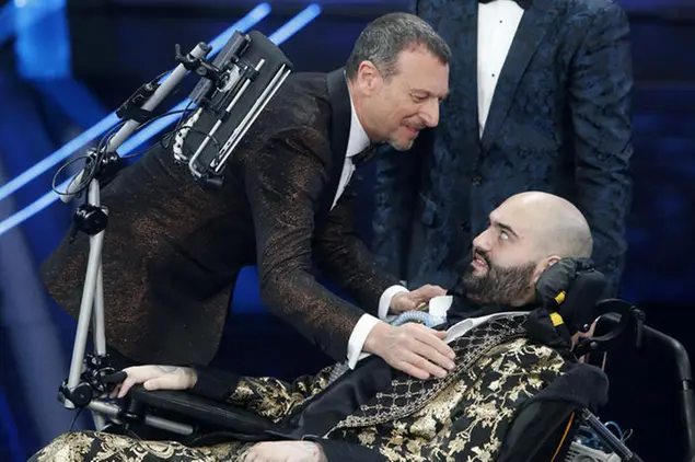Paolo Palumbo al Festival di Sanremo (Ansa)