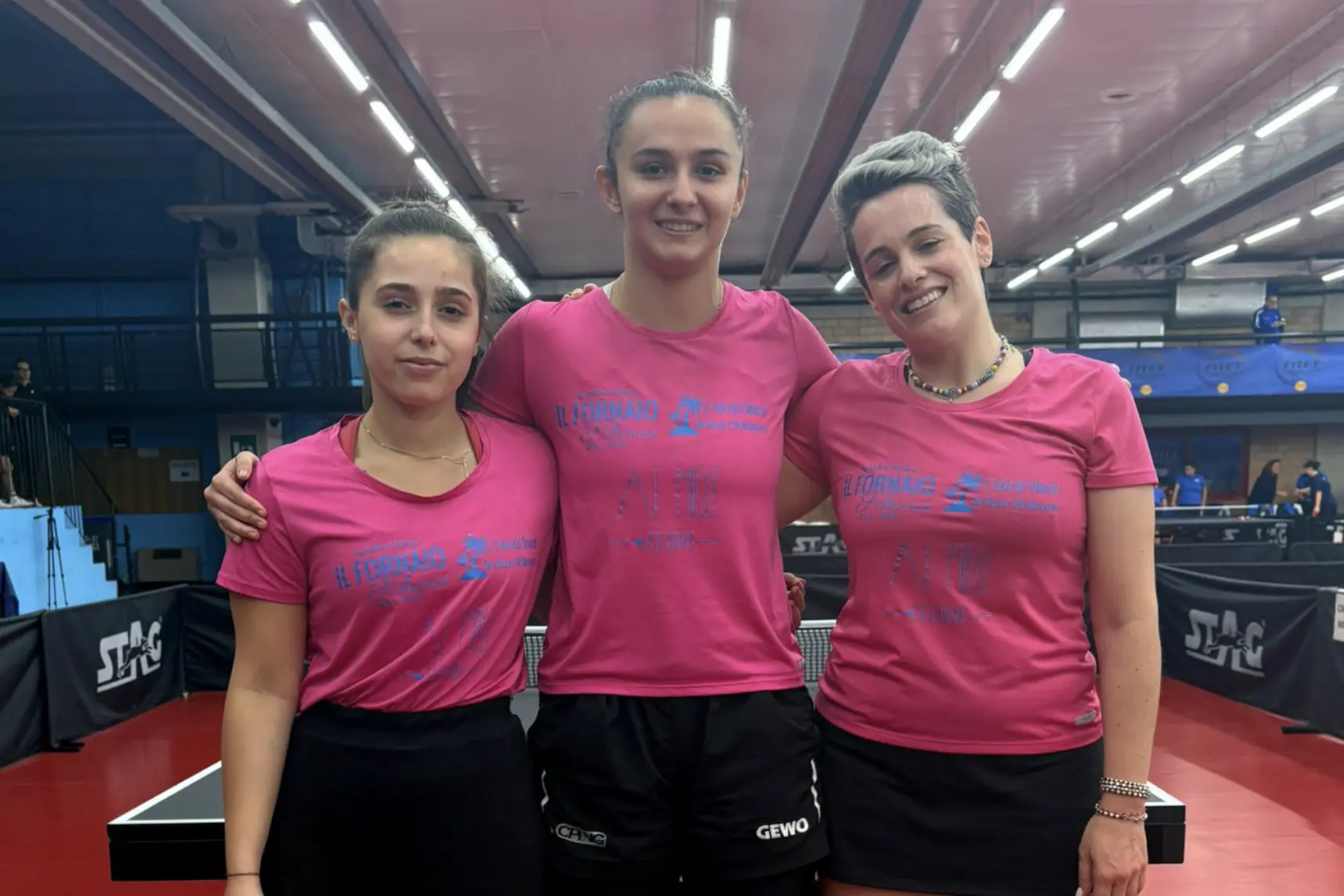 Il Muravera promosso in serie A1, da sin. Candela Sanchi, Ainoha Cristobal, Giulia Cavalli (Foto concessa dal TT Muravera)