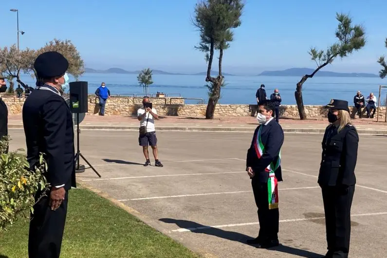 Il sindaco Massimo Mulas alla cerimonia (L'Unione Sarda - Pala)