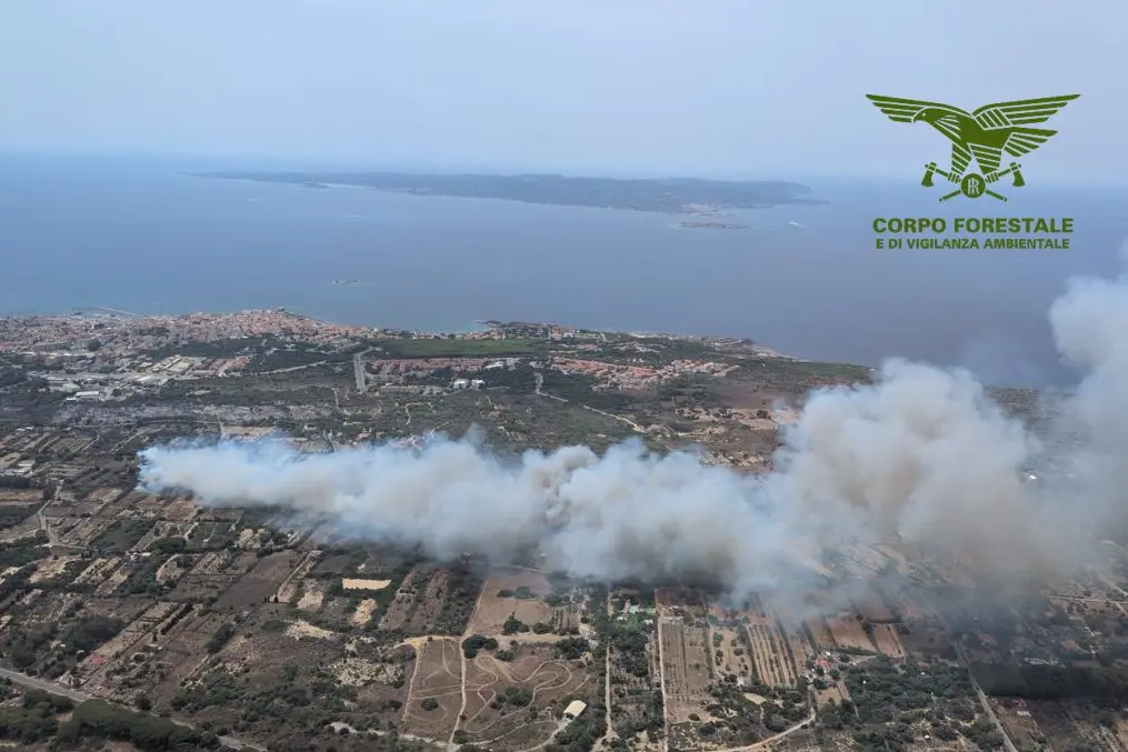 L'incendio a Portoscuso (Foto: Corpo Forestale)