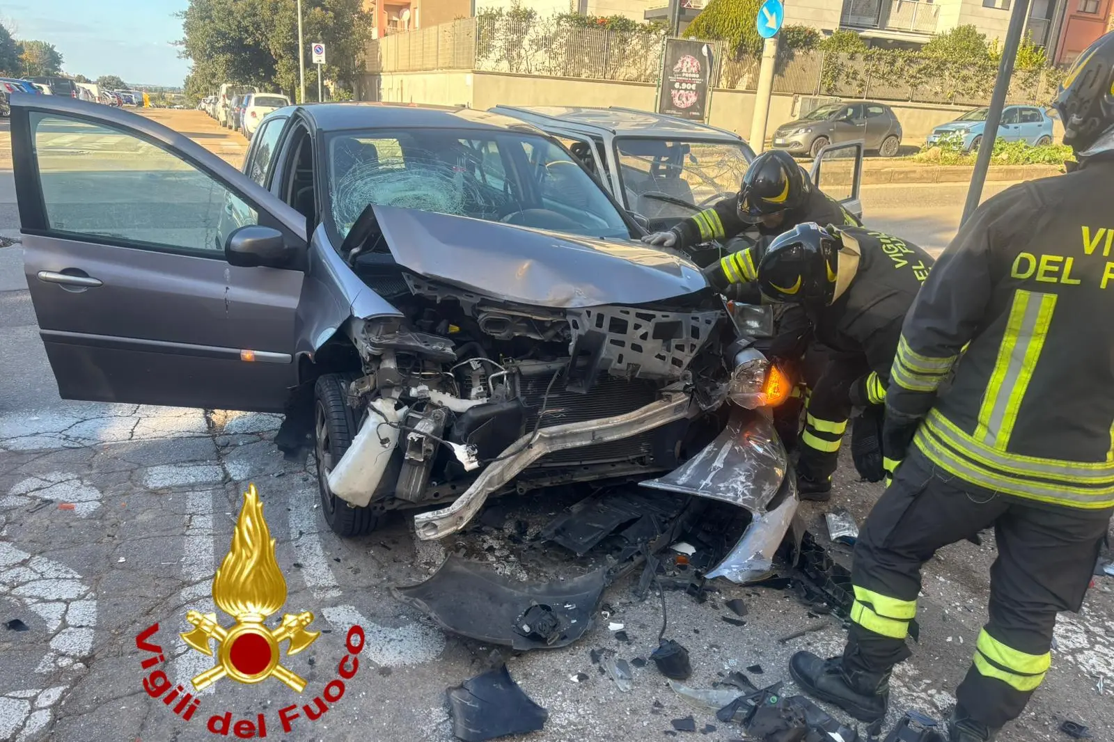 Una delle auto coinvolte nell'incidente