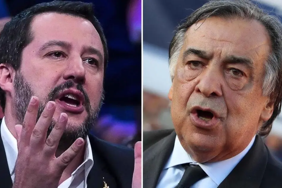 Matteo Salvini e Leoluca Orlando (Ansa)