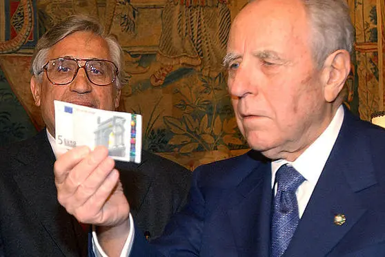 Il Presidente della Repubblica Ciampi con il governatore di Bankitalia Antonio Fazio
