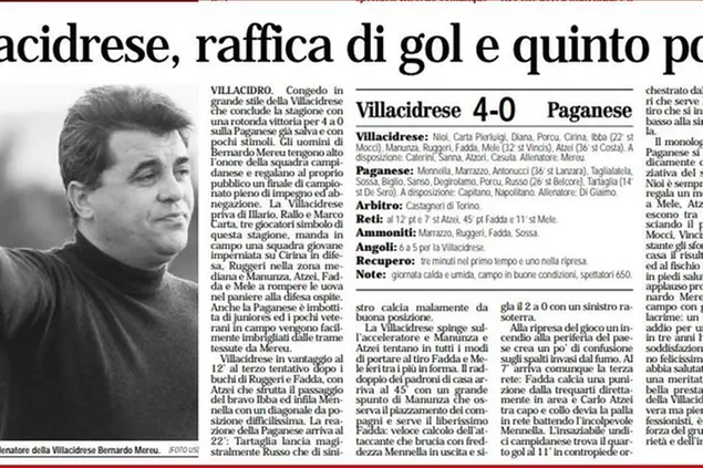 L'ultimo articolo de L'Unione Sarda sulla stagione della Villacidrese, miglior squadra sarda nel campionato di serie D