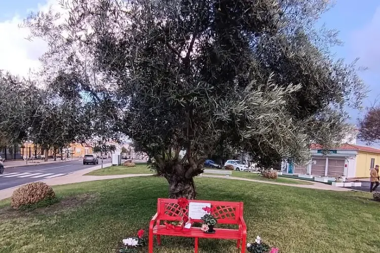 La panchina rossa a Valledoria ( foto concessa)