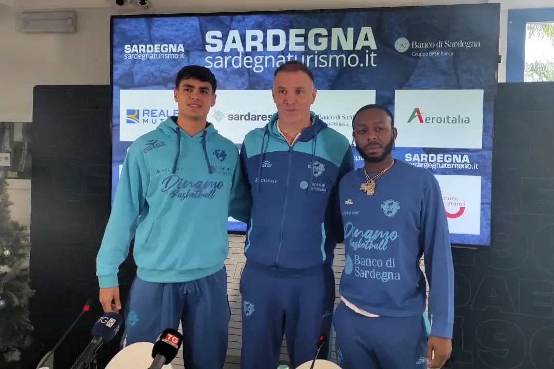 Visconti, coach Mrsic e Pullen (foto G. Marras)