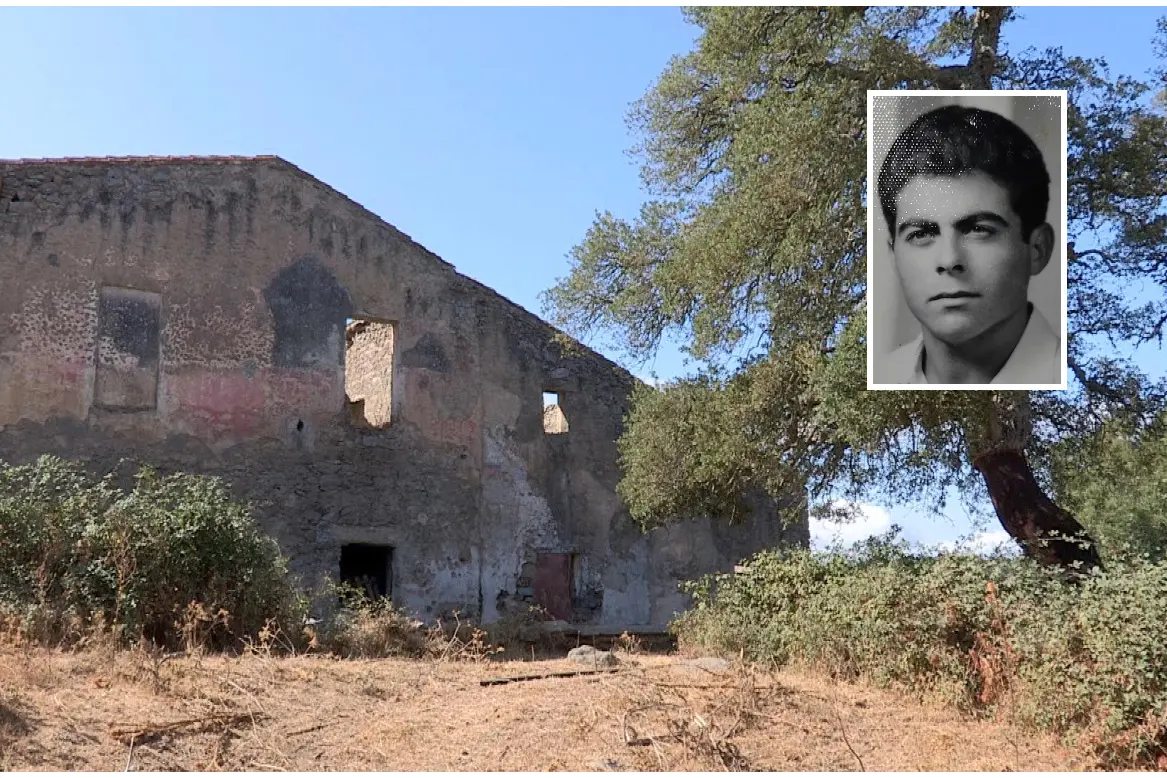 Il luogo del delitto e, nel riquadro, la vittima, Mauro Carai (Archivio L'Unione Sarda)
