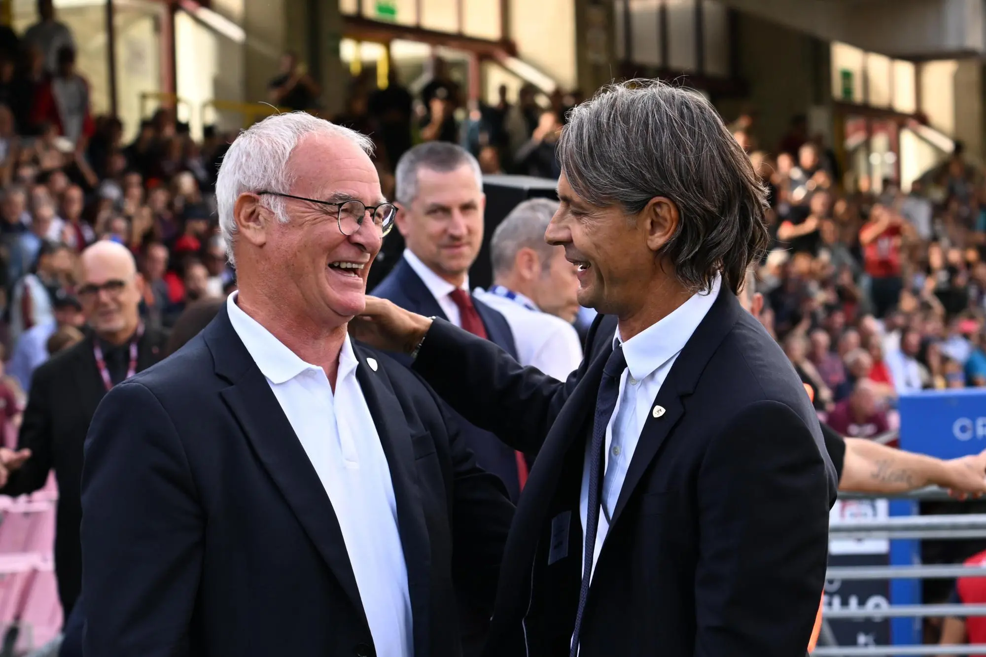 Pippo Inzaghi con Claudio Ranieri (Ansa)