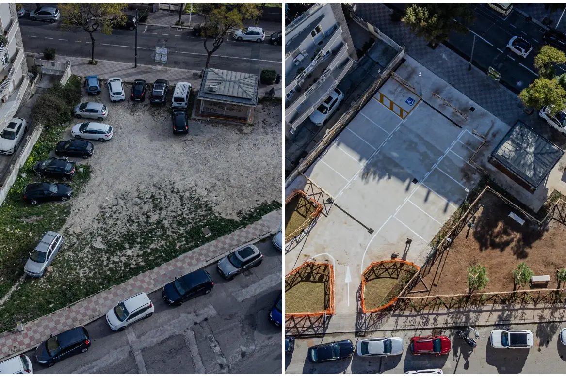 L'area prima e dopo (dal profilo Facebook del sindaco Truzzu)