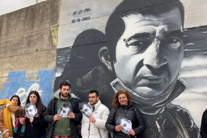 Un murale in ricordo di Mario Sedda (foto Pala)