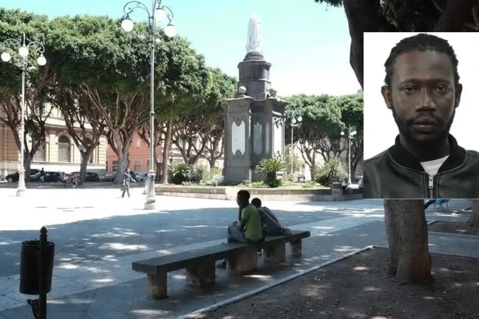 Piazza del Carmine, nel riquadro l'arrestato