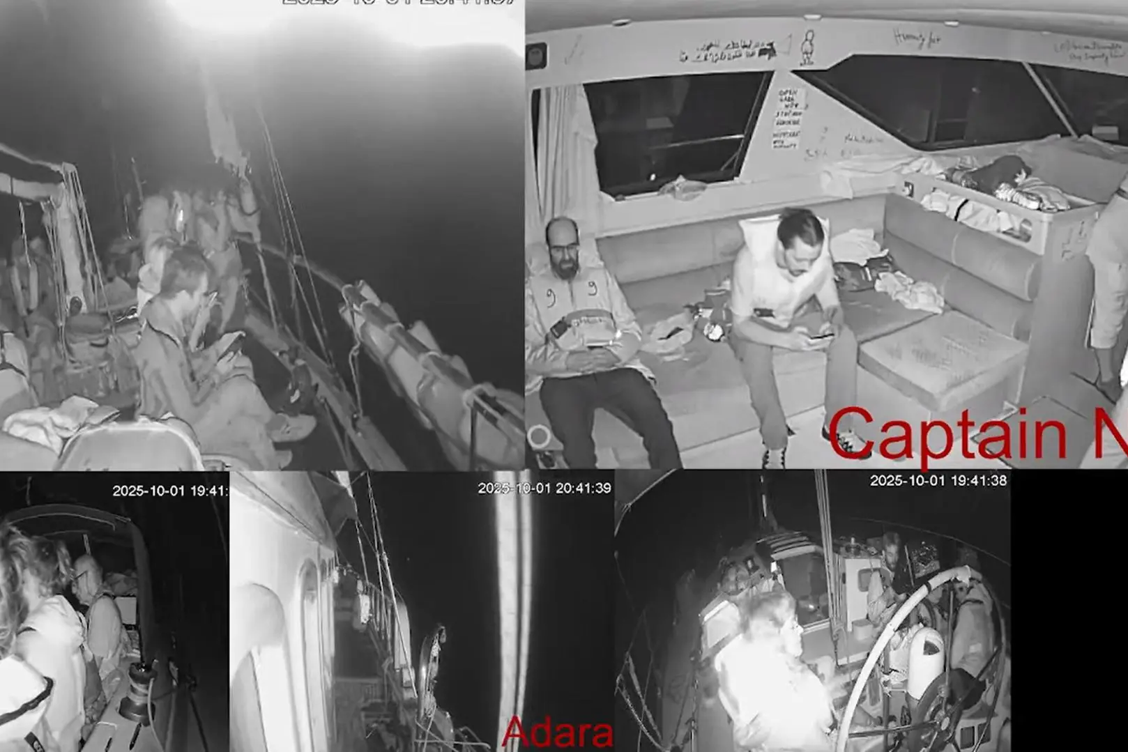 'L'abbordaggio è iniziato'. Lo fanno sapere gli attivisti della Flotilla secondo cui l'intercettazione 'è iniziata dalla barca Alma che risulta isolata', 01 ottobre 2025. GLOBAL SUMUD FLOTILLA +++ ATTENZIONE LA FOTO NON PUO' ESSERE PUBBLICATA O RIPRODOTTA SENZA L'AUTORIZZAZIONE DELLA FONTE DI ORIGINE CUI SI RINVIA+++ NPK +++