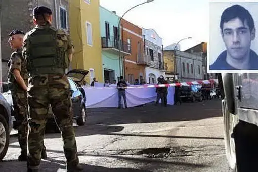 Il luogo dell'omicidio di Monni e nel riquadro Paolo Enrico Pinna