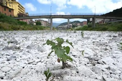 Gli effetti della siccità sul torrente Bisagno a Genova alcuni anni fa (Archivio)