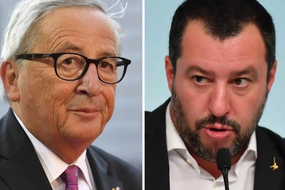 Jean Claude Juncker e Matteo Salvini (Ansa)