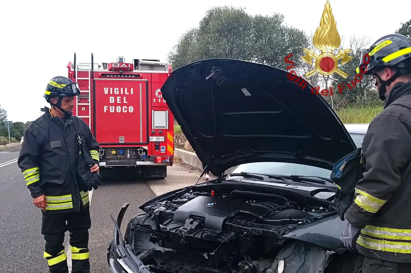 Il luogo dell'incidente (foto Vigili del fuoco)