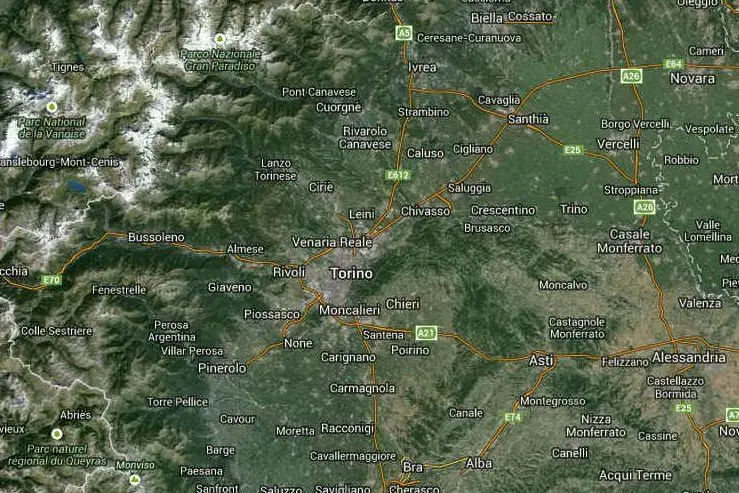 La zona epicentro del terremoto (foto Google maps)