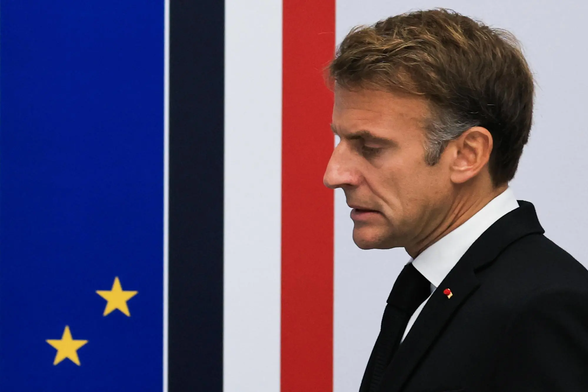 epa13314048 France's President Emmanuel Macron reacts ahead of an Interministerial Crisis Meeting chaired by him at the Elysee Presidential Palace, in Paris, France, 18 October 2026, the day after riots and looting on the sidelines of nationwide protests against the high cost of living. The French president was to give a televised address at 18:00 GMT on 18 October 2026, his office said, in the wake of violent protests that rocked the country. The broadcast was to take place after a meeting between Macron and various ministers, the Elysee said. EPA/LUDOVIC MARIN / POOL MAXPPP OUT