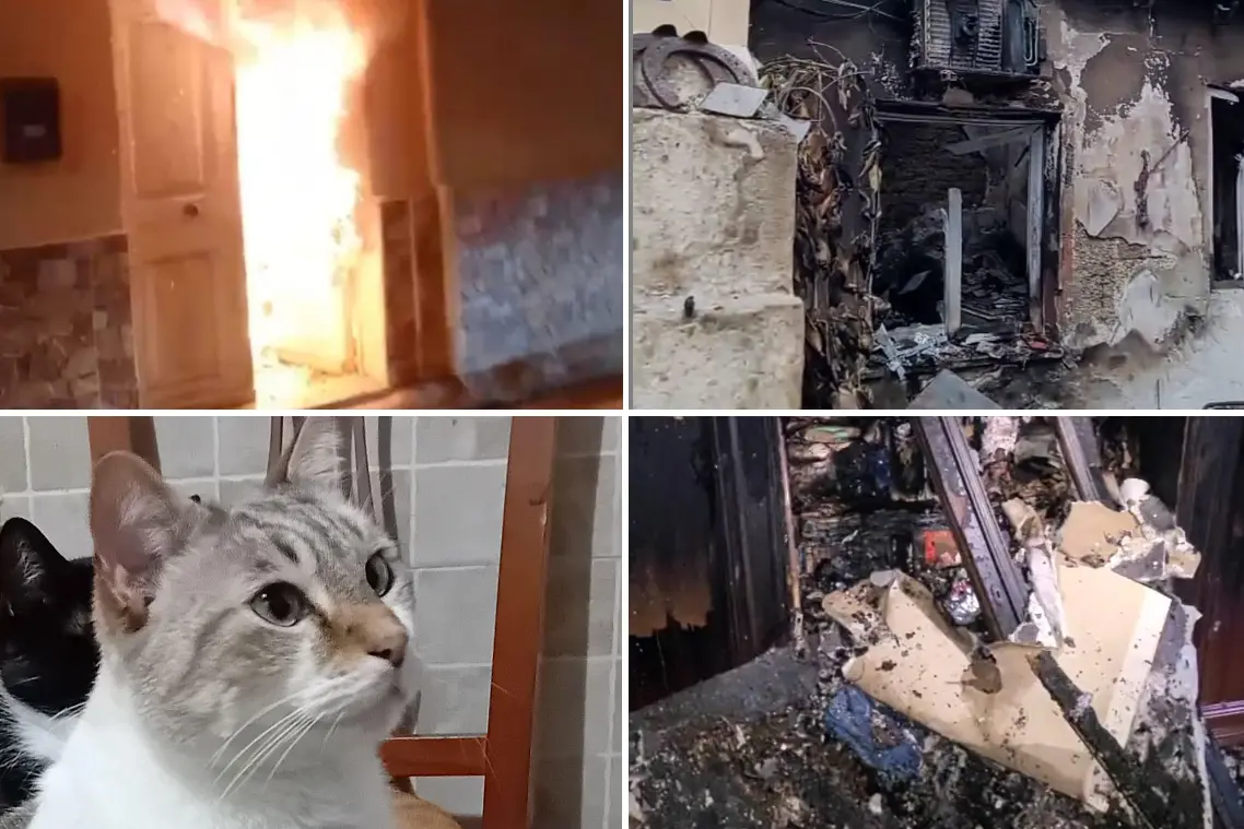 La casa distrutta dal fuoco a Monserrato