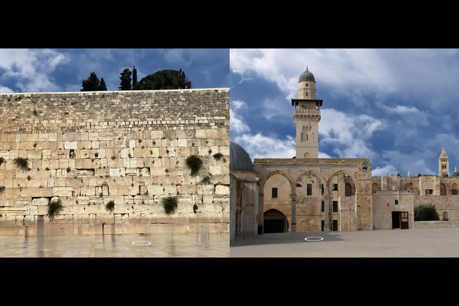 Nei cerchi bianchi il posizionamento delle sculture invisibili a Gerusalemme (foto concessa)