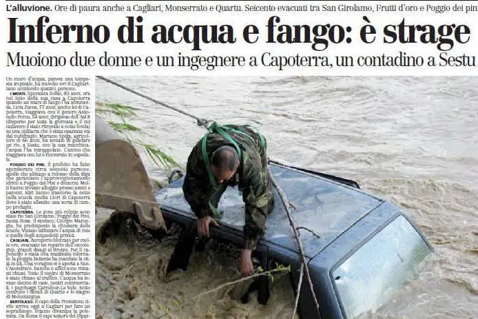 #AccaddeOggi: il 22 ottobre 2008 una valanga d'acqua si abbatte su Capoterra: 5 morti