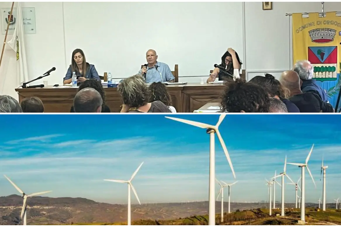 L'assemblea a Orgosolo e un parco eolico (L'Unione Sarda)