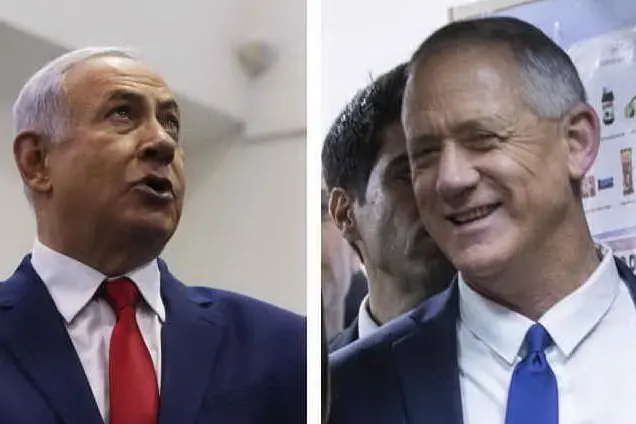 I due sfidanti: Netanyahu a sinistra, Gantz a destra (Ansa)