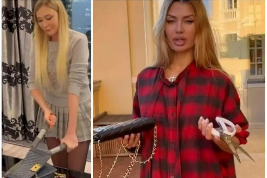 Due influencer russe distruggono con le forbici le loro borse Chanel (da Instagram)