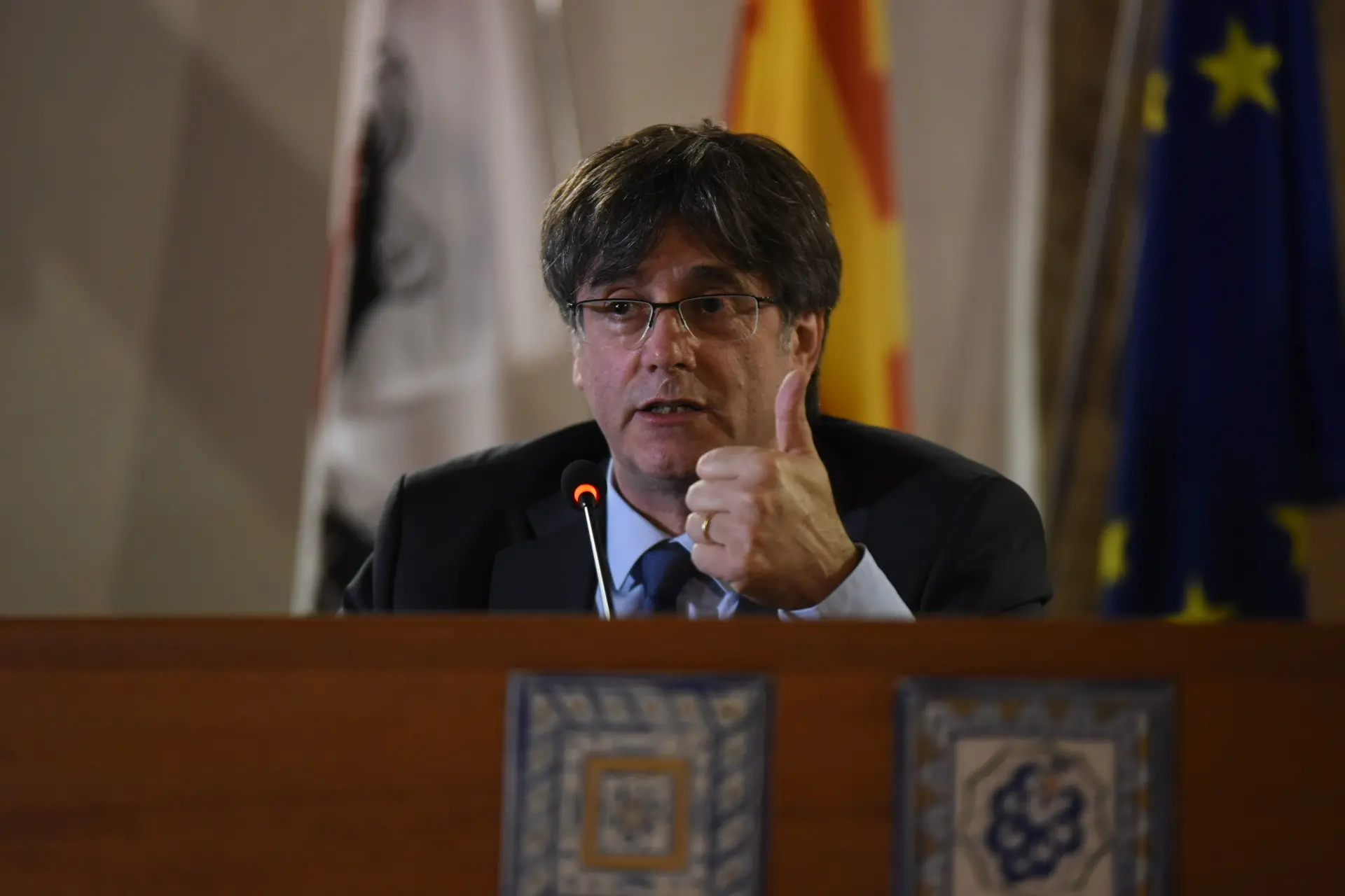 Conferenza stampa di Carles Puigdemont - Alghero - foto gloria calvi 04.10.2021