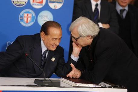 Vittorio Sgarbi e Silvio Berlusconi (Ansa)