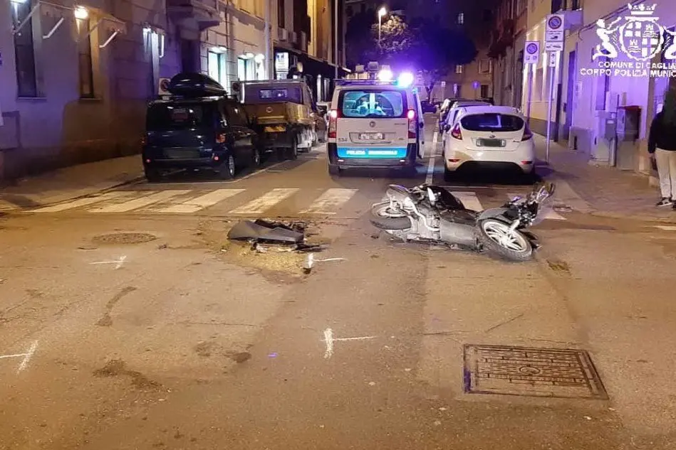 L'incidente (foto Polizia municipale Cagliari)