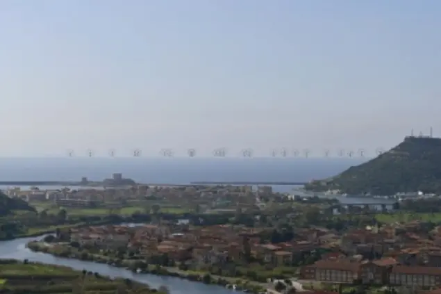 Il render del parco eolico visto da Bosa