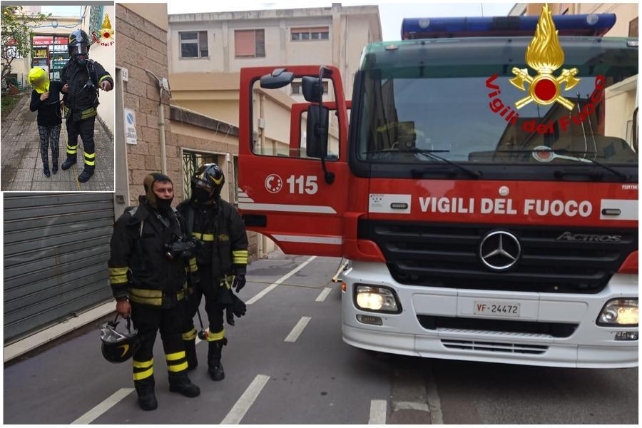 Sassari, scoppia un incendio in casa: anziana salvata dai pompieri