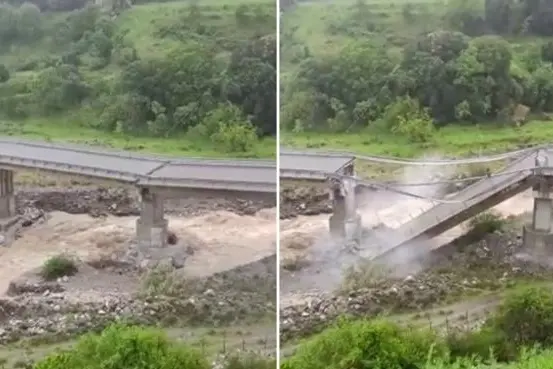 Il crollo del viadotto (frame da video)