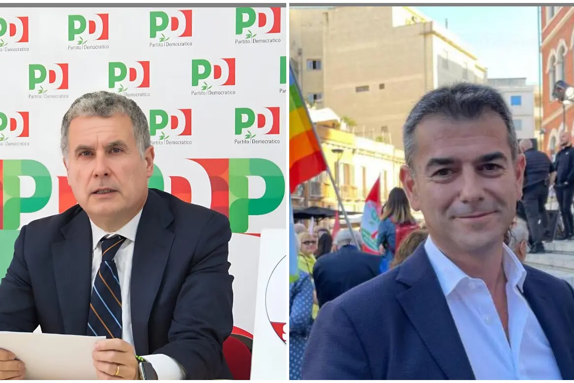 A sinistra il segretario regionale Pd Silvio Lai, a destra il sindaco di Cagliari Massimo Zedda