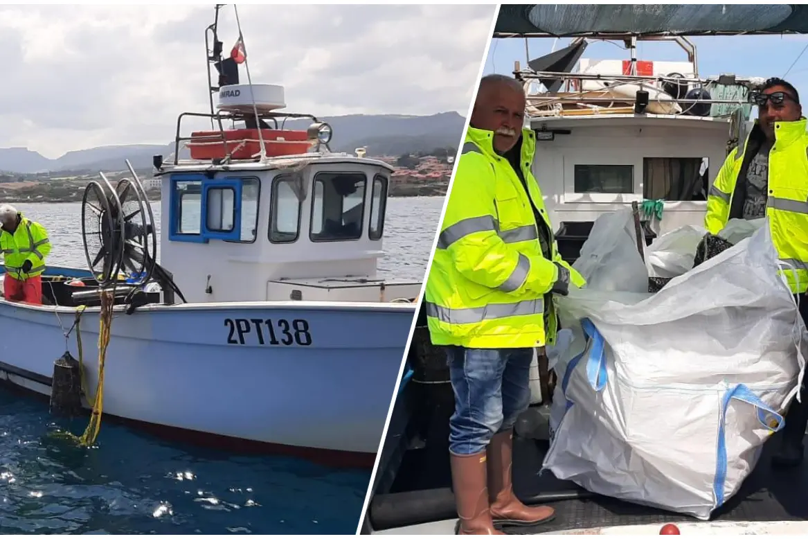 Pescatori al lavoro per ripulire i fondali della Sardegna (foto concesse)