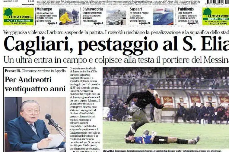 #AccaddeOggi: il 17 novembre 2002, allo stadio Sant'Elia, il gravissimo episodio di violenza sul portiere del Messina